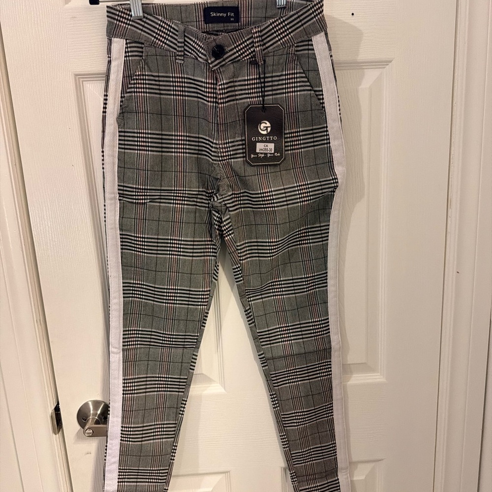 Gray Plaid Men's Pants